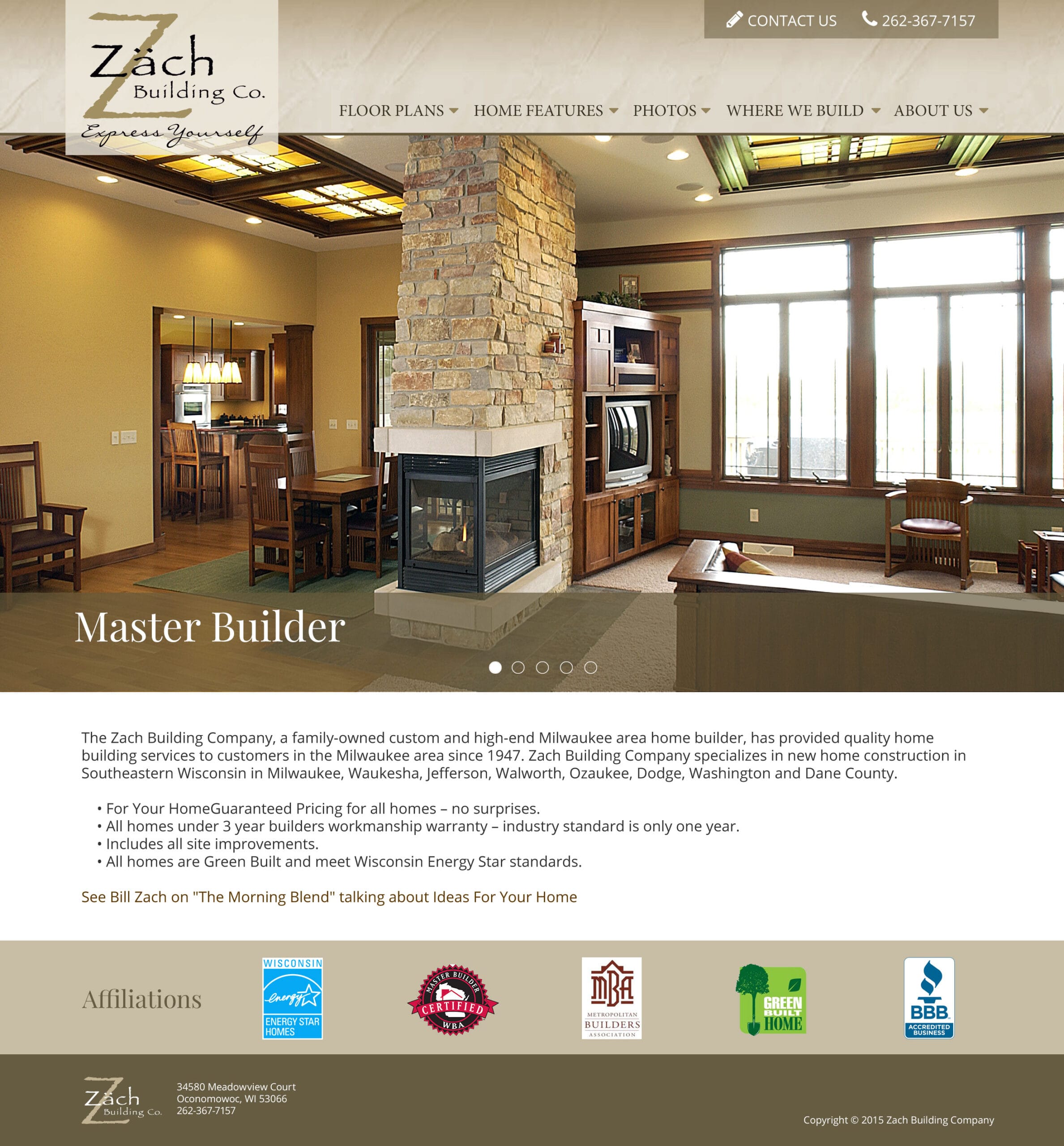 Zach Building Co. Desktop site